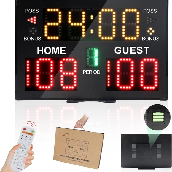 Basketball Scoreboard with Timer Clock, Digital Scoreboard with Remote - Picture 1 of 6